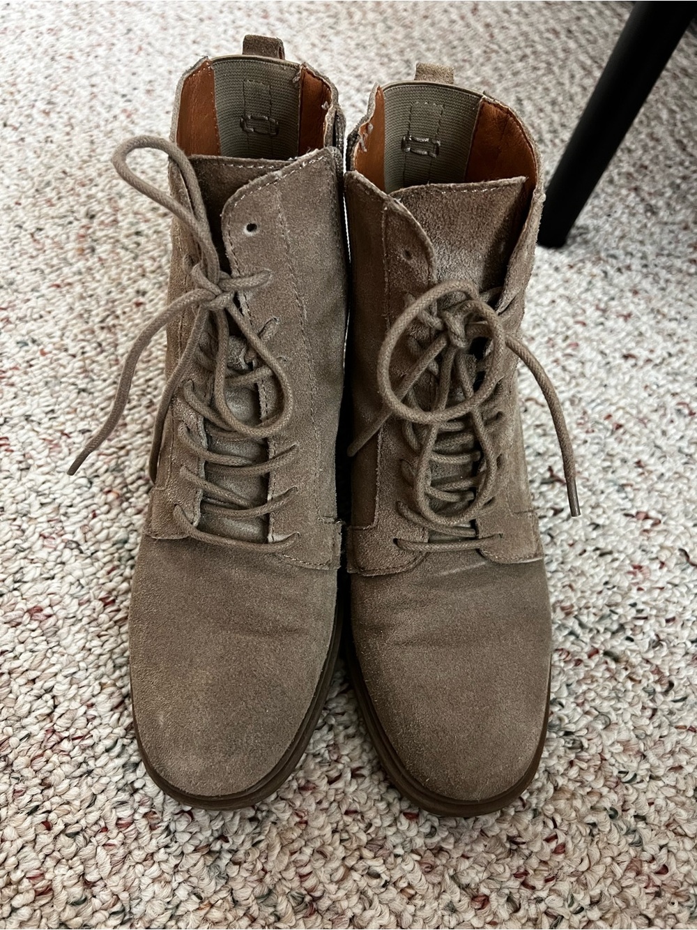 Lucky Brand Women's Suede Lace-Up Combat Boots in Taupe